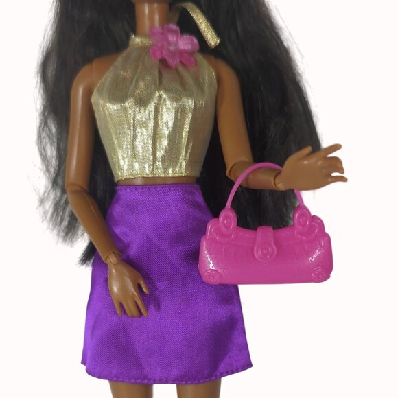Barbie Fashion Fever Nikki Doll 2008 Redressed Chic Gold Top Purple Skirt - Picture 4 of 5